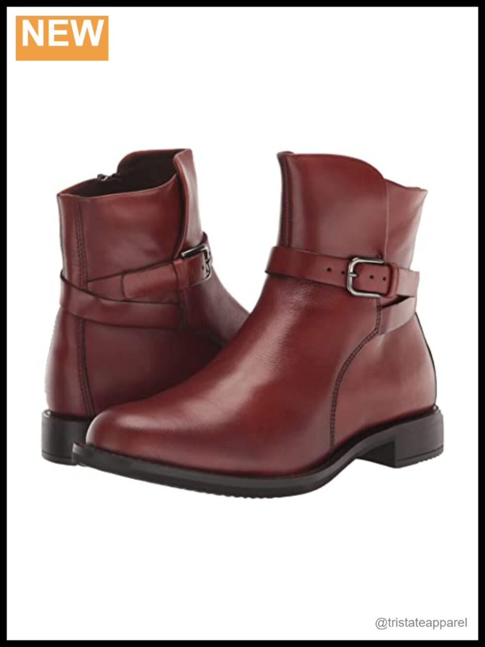 Leather Ankle Boots Block Heel Zip Closure